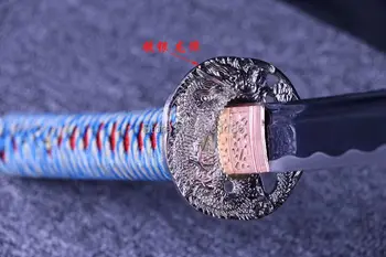 Späť Typ Kožené saje Japonsko Samuraj Meč Katana 1095 Vysoko Uhlíkovej Ocele Modrá Čepeľ Reálne Ostré Ninja meč Domov Zdobia