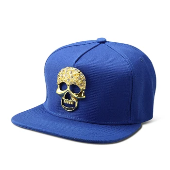 Kovové Drahokamu Zlato Skull Logo šiltovky Hip Hop Klobúky Gorras Bavlna Snapbacks Casquette Nastaviteľné pre Mužov, Ženy Okraj