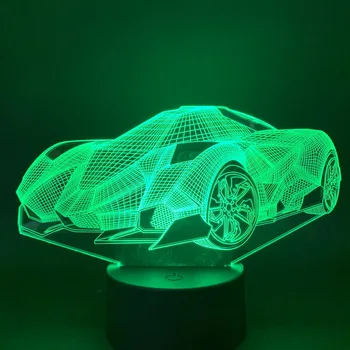 3D Nočné Svetlo Športové auto pre Chlapca Darček Spálňa Lampara Nočné Svetlo USB 3D Dotykový Snímač Nočné Svetlo Led Pre Deti Nightlights