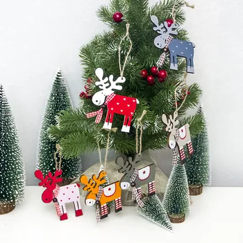 Veselé Vianočné Dekorácie pre Domov Vianočné Ozdoby, Vianočné 2018 Jeleň Dreva Elk Prívesok Šťastný Nový Rok 2019 Dekor Vianoce