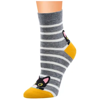 Móda Žena Ponožky Prúžok Mačka Bavlna Uprostred Trubice Ponožky Kawaii Uprostred Pančuchy Calcetines Harajuku Zime Teplé Ponožky Žien #05