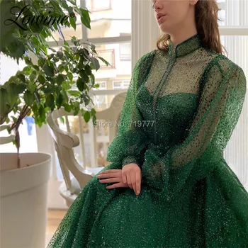 Korálky Zelenej Dlhé Rukávy Večerné Šaty Sequin Formálne Šaty Na Blízkom Východe Večerné Šaty Dubaj Party Šaty 2020 Vestiti Da Séra