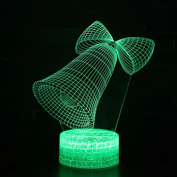 Bell tému 3D Lampa LED nočné svetlo 7 Farieb Zmeniť Dotyk Náladu Lampa Vianočný darček Dropshippping