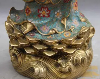 Tibete Bronz Cloisonne Mora Lotus Kwan-yin Bódhisattva Guanyin Buddha Váza Socha