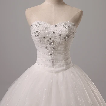 Úplne Nové Svadobné Šaty Elegantné Princezná Skutočnými Biela/Ivory Milú Čipky Späť Svadobné Šaty Plesové Šaty Formálne Šaty