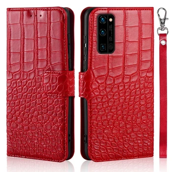 Luxusné Kožené puzdro Flip Krokodíla Textúru pre Huawei Honor 30pro Shockproof Telefón Prípade