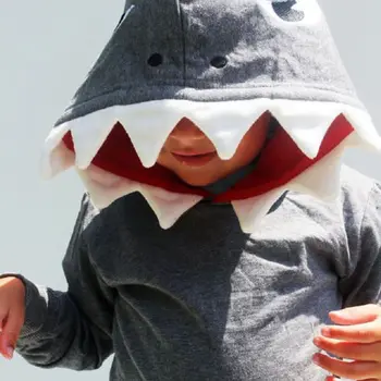 1-6T Módne Chlapci Jeseň Oblečenie Chlapec s Dlhým Rukávom s Kapucňou Cartoon Shark Topy Batoľa Bunda Deti Kabát vrchné oblečenie Jeseň Jeseň