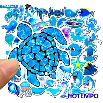 49pcs Modrý Oceán Cartoon Ryby Zvierat Doodle Nálepky pre Deti Mobilný Telefón, Notebook, Gitara Skateboard, Bicykel Nálepky