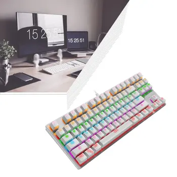 Mechanické Klávesnice Drôtové Gaming Keyboard LED Biela Čierna 87 Klávesy Pre Hru Notebook, Počítač PC Gamer 919-10