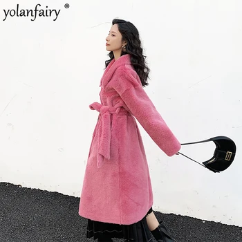 Skutočné Ženské Dlhý Zimný Kabát Ženy Vlna Kožušiny Bunda kórejské Oblečenie pre Ženy 2020 Mujeres Abrigos JILL191502 Pph1077