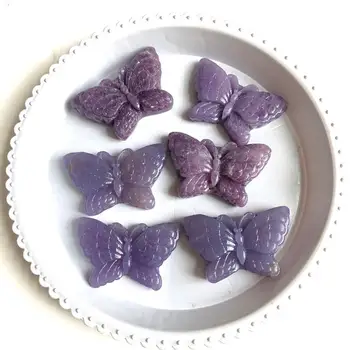 Ručne vyrezávané crystal kamene, Prírodné kremeň purpie sľudy motýľ na darček