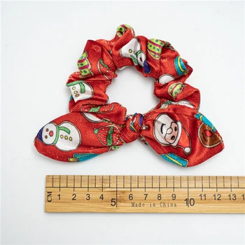 Roztomilý Velvet Bowknot Vianočné Rabbit Ears Scrunchies Ženy Copu Vlasy Väzby Pre Dievčatá Elastické Vlasy Kapely Vianoce Vlasy Príslušenstvo