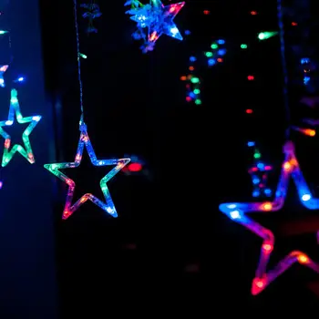 LED Star Light String Vianočné Osvetlenie Festival String Svetlá Star Opony Svetlo Svadobné Domov Miestnosti Dekorácie