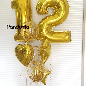 1pcs 40 palcový Zlaté balóny Digitálne 0-9 Počet Balónikov, Svadby, Narodeniny, Party Dekoratívne Nafukovacie balao de festa casamento