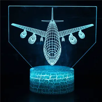 Vojenské lietadlá tému 3D Lampa LED nočné svetlo 7 Farieb Zmeniť Dotyk Náladu Lampa Vianočný darček Dropshippping