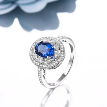 DVAKRÁT R Šterlingov Strieborné Šperky, Svadobné Zapojenie 925 Silver Vytvorené Sapphire Vintage prsteň Jemné Šperky Prstene pre ženy