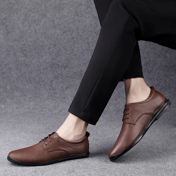 Muž Jesenné Topánky Originálne Kožené pánske Derby Obuv Brown Šaty Topánky Muž Formálne Business Oxfords Bytov Dizajnér