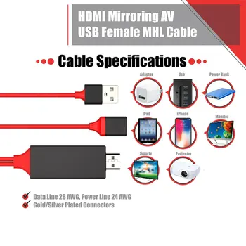 HDMI Zrkadlenie AV Kábla Telefónu K TV s vysokým rozlíšením (HDTV Adaptér Univerzálny USB-C Pre IPhone A Android HDMI Zrkadlenie AV Univerzálny Kábel