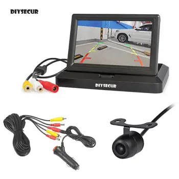 DIYSECUR 5 Palcový Sklopné Zadné View Monitor Auto Monitor Nepremokavé Zozadu Auto Kamera Parkovací Systém Kit
