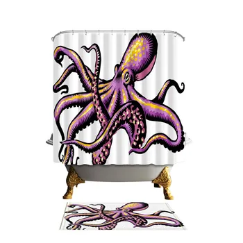 Sprchové Závesy Octopus Morská víla Art Design Kúpeľňa Záclony Polyester Textílie Nepremokavé a Plesniam Dôkaz Umývateľný S 12 Háčiky