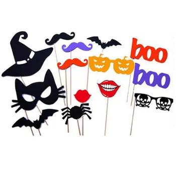 Halloween Photo Booth Rekvizity Masky Fúzy Na Palicu Halloween Dekorácie