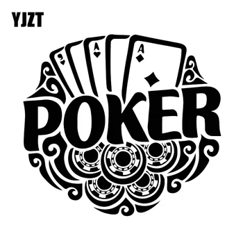 YJZT 17 CM*18.5 CM Tvorivé Poker Odtlačkový Art Deco karosériu Auta Nálepku Čierna/Strieborná C30-0325