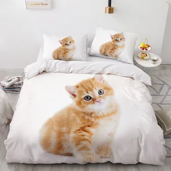 3D Vlastný Dizajn Zvierat Cumlík Zahŕňa Pet Mačka Bielizeň Posteľ obliečky na Vankúše Plný Kráľ, Kráľovná Super King Twin Veľkosť Biela Beddings