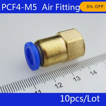 Vysoká kvalita 10pcs BSPT PCF4-M5, 4 mm, aby M5 Pneumatické Konektory Samica rovno one-touch príslušenstvo