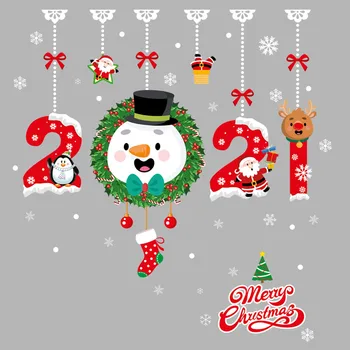 2021 Veselé Vianočné Samolepky Na Stenu Okenného Skla Nálepky Vianočné Dekorácie Pre Domov Vianočné Ozdoby Na Vianoce, Nový Rok Dekor