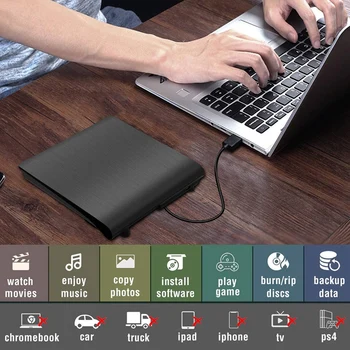 Externý disk CD, DVD, USB 3.0, Premium Prenosné DVD/CD-ROM +/-RW Optická Mechanika Horák Spisovateľ Prehrávač pre Notebook, PC a Mac