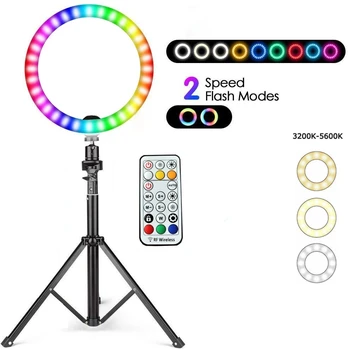 10 inch 26 cm RGB Krúžok Ľahké Statívy S 26Light Farby Dúhy Krúžok Svetlo Farebné Osvetlenie pre Vlogging Videá Mobile PC