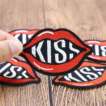 Kiss opráv oblečenie žehličky na škvrny módne výšivky patch nášivka parches ropa sexy pery nálepky na oblečenie 5 ks