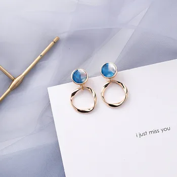 2020 Kórejský Módne Blue Gray Visieť Náušnice Pre Ženu Geometrické Náušnice Nový Štýl V Pohode Jednoduché Temperament Ornament Šperky