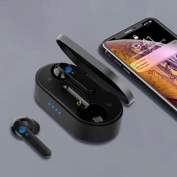 Nový headset bluetooth bezdrôtové dva-ear pohybu black technológie stereo dotyk TWS headset
