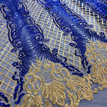 Francúzsky Čistý Čipky Textílie Modrá Farba Najnovšie Afriky Guipure Čipky Textílie S Výšivky Oka Tylu Flitrami Čipky Textílie ML6229