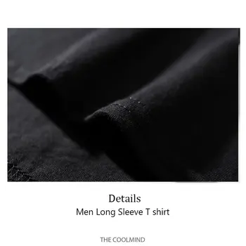 COOLMIND bavlna pohode streetwear tlač mužov tričko bežné dlhý rukáv o-krku mužov voľné tričko t-shirt muži košele