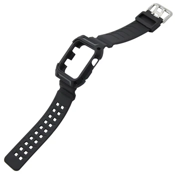 TPU Gumy Watchband s Ochranné puzdro pre 38mm 42mm Apple Hodinky iWatch Band Náramok na Zápästie s Rámom Black Red White