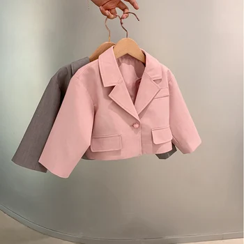 2 KS WLG Dievčatá Oblečenie Deti Boutique Oblečenie Jeseň Ružový Sivý Kabát a Šaty Set Baby Girl Fashion Všetkých Zápas Oblečenie pre 2-6 Rokov