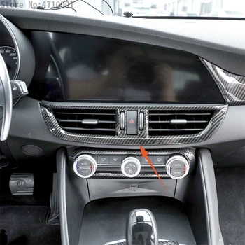 Carbon Fiber, Na Alfa Romeo Giulia 2017 2018 ABS Chrome Interiéru Centrum Centrálnej Konzoly Klimatizácia Ventilačné Rám Orezania