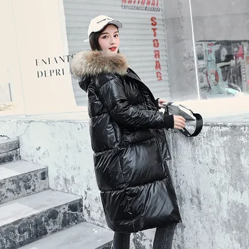 2020 nové teplé zimné bundy ženy s kožušiny hood bežné šplhať puffer bundy žena zips dlhý kabát