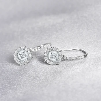Royal Diamond Náušnice Kvapka Reálne Pevné 18K Biele Zlato Shinning Jemné Šperky pre Mamu Chirstmas Milujúci Najlepší Darček