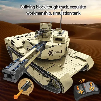 RC Tank M1A2 Model Stavebné Bloky Technické Vojenské Diaľkové Ovládanie 50M Vzdialenosť Nádrž 1276PCS Tehly Hračky pre Deti, Chlapci