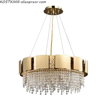 Moderné krištáľový luster Pre obývacia izba Luxusné krištáľové lampy zlato z nehrdzavejúcej ocele luster jedáleň osvetlenie