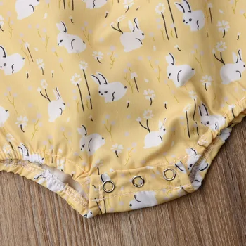 Roztomilý Novonarodené Dievčatká Kombinézu Sunsuit Šaty Bez Rukávov Čipky Bunny Tlač Bavlna Lete Batoľa Oblečenie