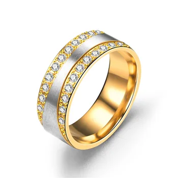 Ufine Pár Krúžok z Nehrdzavejúcej ocele, šperky dámske šperky mužov high-grade pár krúžok crystal alebo bez crystaly R024