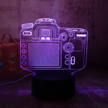 Nový Digitálny Fotoaparát 3D RGB LED Nočné Svetlo Multicolor Tvorivé 7 Farieb, Diaľkové Ovládanie, USB, Stolná Lampa Domova Vianočné čítanie