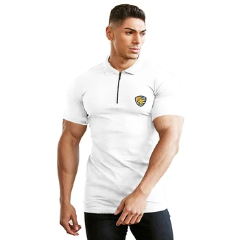 Lev štít príležitostné športové slim pánske polo tričko ležérne módne športové krátke rukávy kvalitné slim polo pánske oblečenie