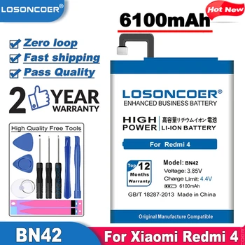 LOSONCOER 6100mAh BN42 Batérie pre Xiao Redmi 4 Batérie Xiao Mi Hongmi 4 pre 2G RAM 16 G ROM Edition Batérie