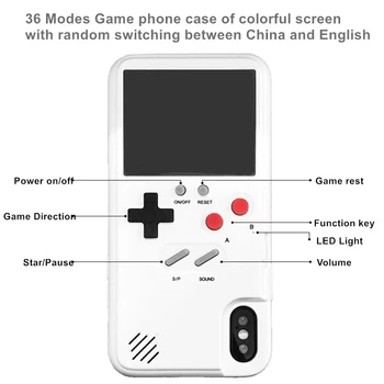 Plne Farebný Displej 36 Hry telefón puzdro pre iPhone Xs Max Xr X Gameboy Hry kryt Pre iPhone 6 7 8 Plus Prípade Xs Max Xr Fundas Capa