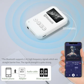 Bluetooth 5.0 Prijímač Vysielač LED Digitálny Displej Adaptér 3,5 MM AUX MP3 TF HIFI A2DP Pre AirPods PC TV Auto Domov Reproduktor